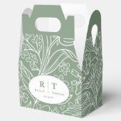 Modern Green Floral Monogram Danke Hochzeit Geschenkschachtel (Geöffnet)