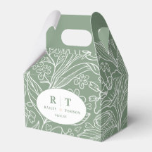 Modern Green Floral Monogram Danke Hochzeit