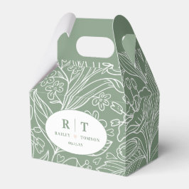 Modern Green Floral Monogram Danke Hochzeit Geschenkschachtel