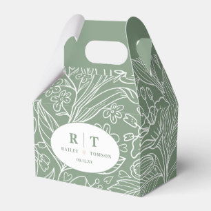 Modern Green Floral Monogram Danke Hochzeit Geschenkschachtel