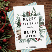 Modern Green Foliage Fun Script Magnolia Floral