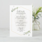 Modern Green Foliage Gold Frame Wedding Menu Menükarte (Stehend Vorderseite)