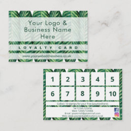 Modern Green Folies Blattdesign Loyalty Card  Visitenkarte
