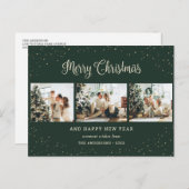 Modern Green Foto Collage Frohe Weihnachten (Vorne/Hinten)