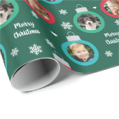 Modern Green Foto Ornaments Custom Christmas Geschenkpapier (Rolleneckpunkt)