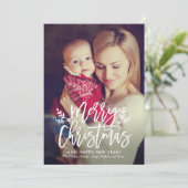 Modern Green Frohe Weihnachten Pinsel Script-Foto (Stehend Vorderseite)