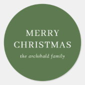 Modern Green frohe Weihnachten Runder Aufkleber (Vorderseite)