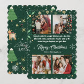 Modern Green frohe Weihnachten Vier-Foto Collage (Vorne/Hinten)