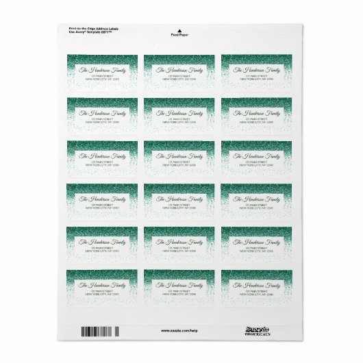 Modern Green Funkelnd Glitzer Elegante Weihnachten Adressaufkleber (Vorne)