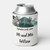 Modern Green Geometric Design Pink Blume Dosenkühler (Kanne Vorderseite)