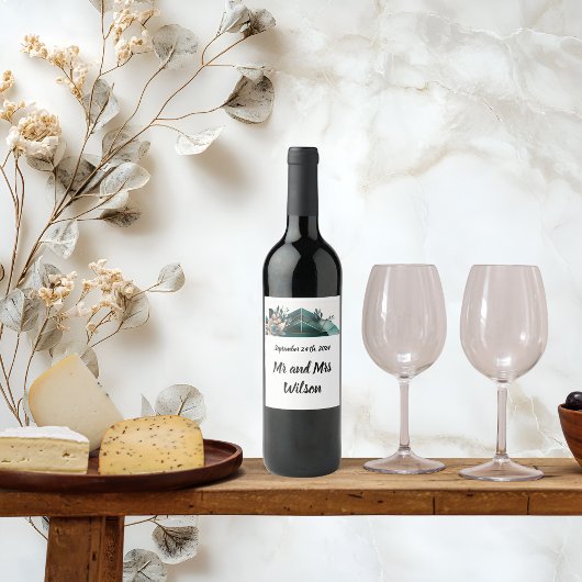 Modern Green Geometric Design Wine Label Weinetikett