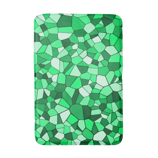 Modern Green Geometric Mosaic Muster Badematte (Vorderseite Vertikal)