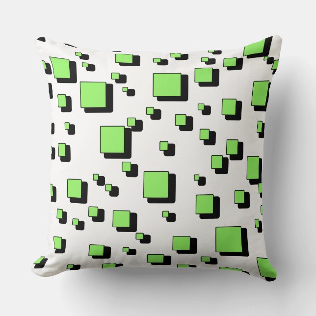Modern Green Geometric Square Pattern Throw Pillow Kissen (Vorderseite)