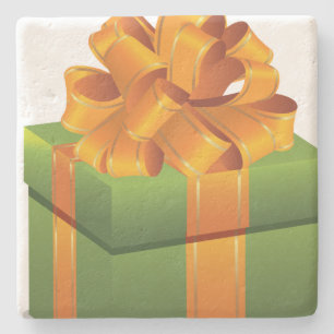 Modern Green Gift Gold Ribbon Weihnachten Steinuntersetzer