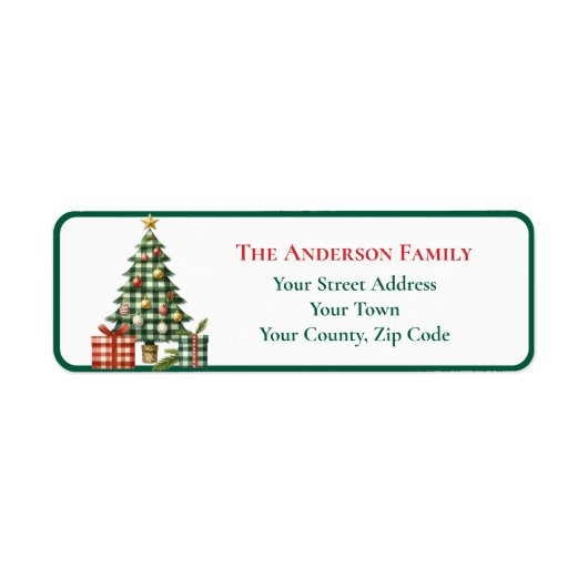 Modern Green Gingham Christmas Tree Ornaments Name (Vorne)