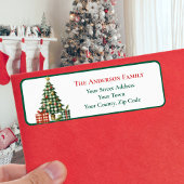 Modern Green Gingham Christmas Tree Ornaments Name