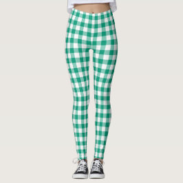 Modern Green Gingham Kariert Leggings