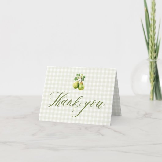 Modern Green Gingham Perfect Pair Bridal Shower Dankeskarte (Vorderseite)