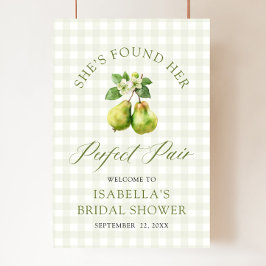 Modern Green Gingham Perfect Pair Bridal Shower Poster