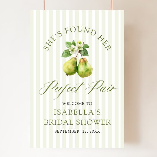 Modern Green Gingham Perfect Pair Bridal Shower Poster