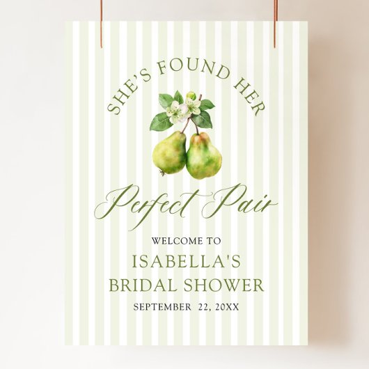Modern Green Gingham Perfect Pair Bridal Shower Poster