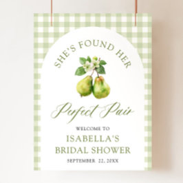Modern Green Gingham Perfect Pair Bridal Shower Poster