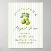 Modern Green Gingham Perfect Pear Bridal Shower Poster (Vorne)