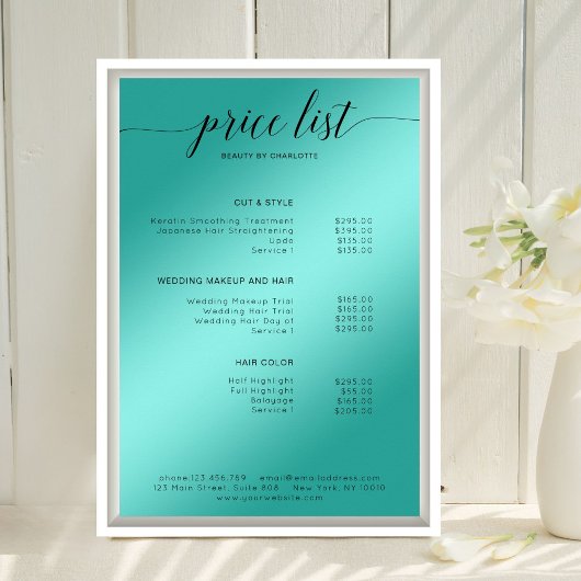 Modern Green-Glow (Imitate) Preisliste Poster