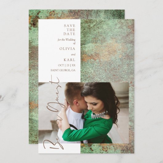 Modern Green Gold Be Our Guest Photo Couple (Vorne/Hinten)