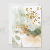 Modern Green Gold Botanical Geometric Wedding Einladung (Rückseite)