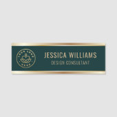 Modern Green Gold-Business-Logo Namensschild (Vorderseite)
