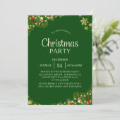 Modern Green & Gold Christmas Party Invitation Einladung (Stehend Vorderseite)
