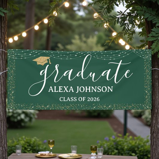 Modern Green & Gold Class Of 2026 Graduate Banner