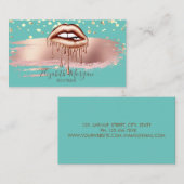 Modern Green Gold Confetti, Brush Stroke Lips Visitenkarte (Vorne/Hinten)