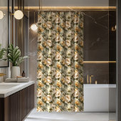 Modern Green Gold Curtain Lux Botanical Accent Duschvorhang