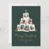 Modern Green Gold Foto Collage Weihnachten (Vorderseite)