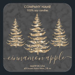 Modern Green Gold Glitzer Pine Christmas Candle Quadratischer Aufkleber<br><div class="desc">Moderne Green Gold Glitzer Pine Christmas Candle Square Sticker</div>