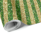Modern Green Gold Glitzer Stripes Muster Geschenkpapier (Rolleneckpunkt)