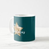 Modern Green Gold Star Weihnachten Kaffeetasse (Vorderseite Links)