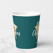 Modern Green Gold Star Weihnachten Pappbecher (Links)