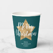 Modern Green Gold Star Weihnachten Pappbecher (Vorderseite)