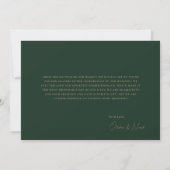 Modern Green & Gold Wedding Dankeschön Card Dankeskarte (Rückseite)