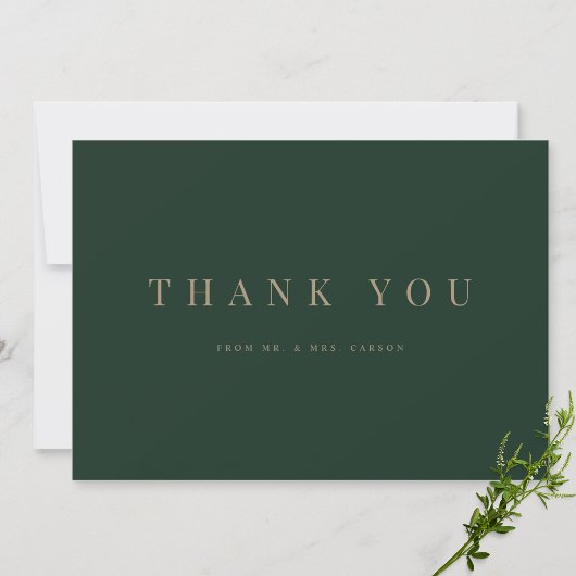 Modern Green & Gold Wedding Dankeschön Card Dankeskarte