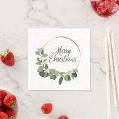 Modern Green Gold Wreath Frohe Weihnachts-Party Serviette (Beispiel)