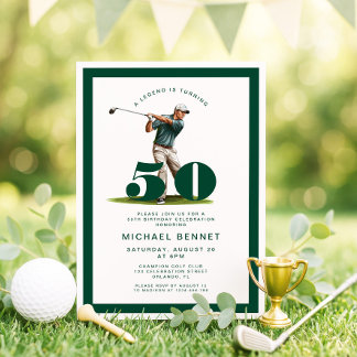 Modern Green Golf 50. Geburtstag Einladung