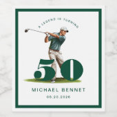 Modern Green Golf 50th Birthday Weinetikett (Einzelnes Label)