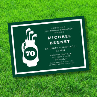 Modern Green Golf 70. Geburtstag Einladung