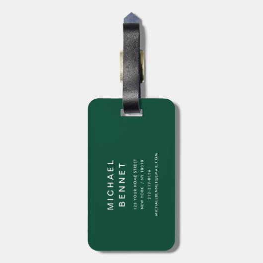 Modern Green Golf Sport Monogrammed Gepäckanhänger (Rückseite vertikal)