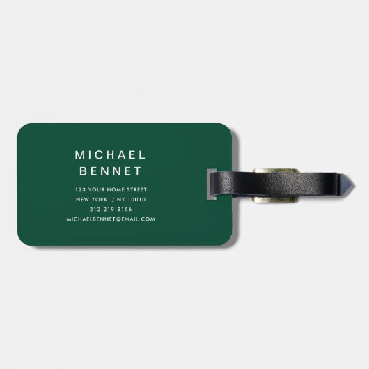 Modern Green Golf Sport Monogrammed Gepäckanhänger (Rückseite horizontal)