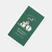Modern Green Golfer 50th Birthday Serviette (Ecke)